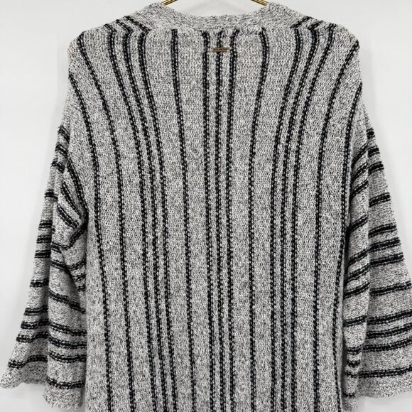 Billabong Good Times Striped Open Front Cardigan Sweater Gray Black Women’s S - Picture 5 of 9